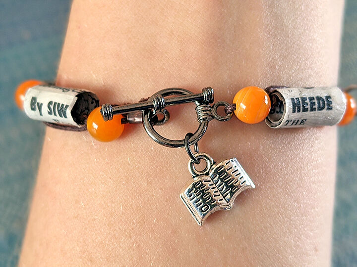 A bracelet made from a Redlands Community News byline.